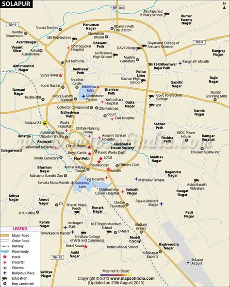 City Map of Solapur | Solapur, Map, Political map