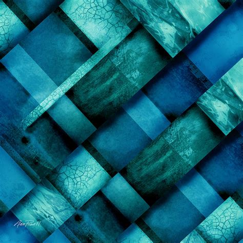 abstract art Blue Square Three Digital Art by Ann Powell