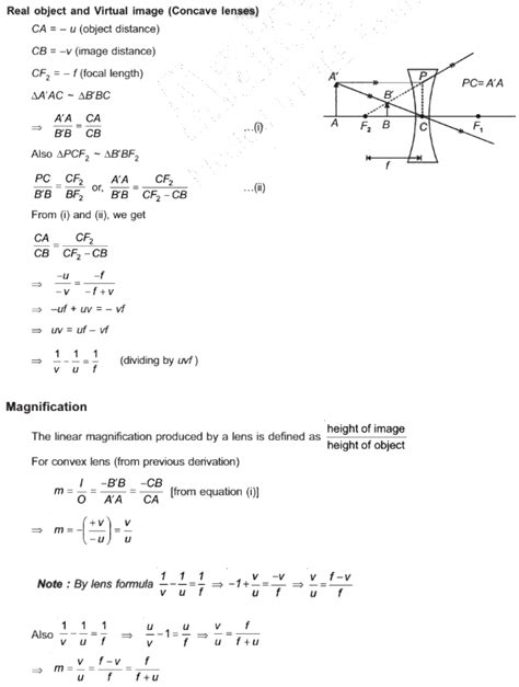 what is derivation of Lens formula and Magnification?