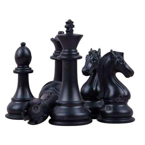 Six Black Simple Chess Pieces Chess, International Chess, Piece, Combat ...