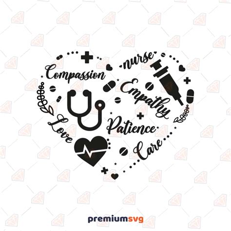 Nurse Adjectives And Icons SVG, Nurse Heart SVG | PremiumSVG