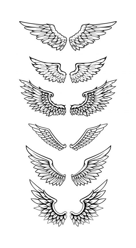 Premium Vector | Illustration of wings collection set | Small tattoos ...