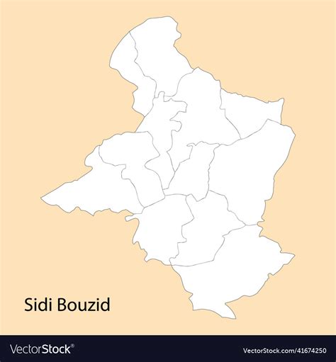 High quality map of sidi bouzid is a region Vector Image