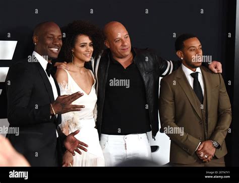 Tyrese Gibson, Nathalie Emmanuel, Vin Diesel, Ludacris during The Fate ...