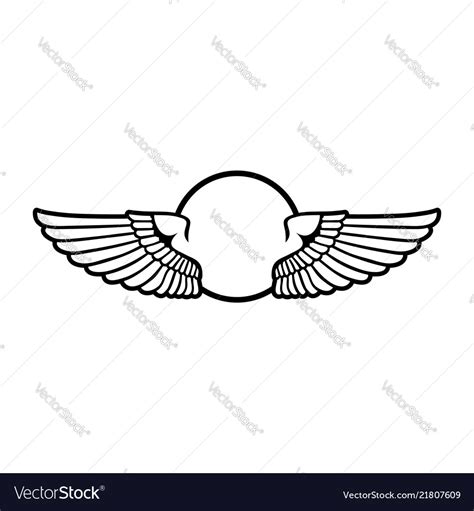 Circular open wings badge symbol design graphic Vector Image