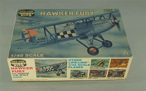 ORIGINAL 1960S HAWKER FURY 1/48 SCALE AIRPLANE MODEL KIT W/BOX 8 1/2X5 ...