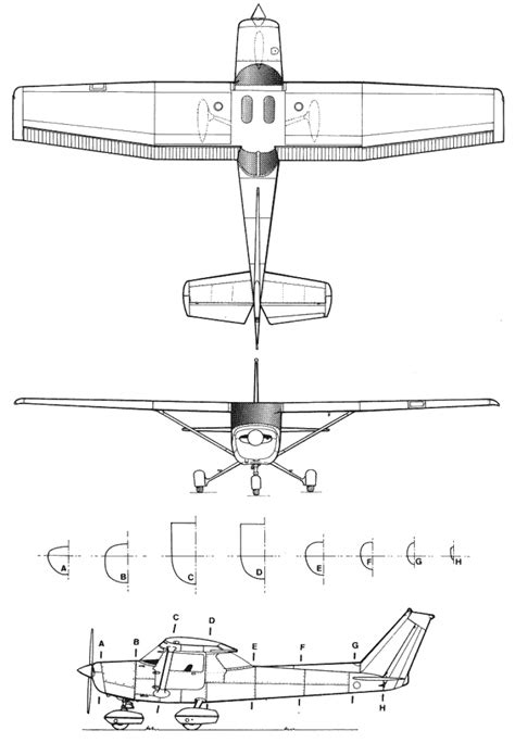 Cessna 152 Blueprint - Download free blueprint for 3D modeling