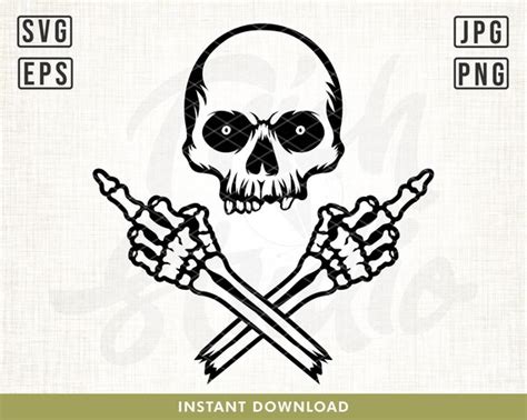 Skull Middle Finger Svg Skull Svg Skeleton Svg Skull - Etsy