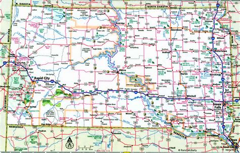 South Dakota interstate highways map I-29 I-90 road free state county ...