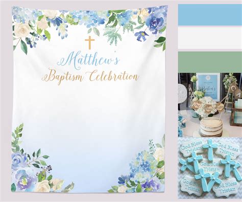 Baptism Backdrop, Baby Boy Baptism Banner, Baptism Photo Booth, Blue ...