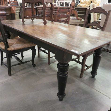 Rustic Farmhouse Dining Table 72" Black Distressed Reclaimed Wood Top ...