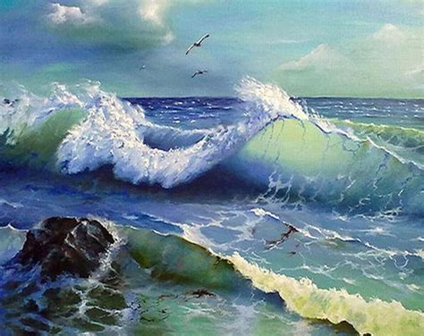 Ocean Waves Ocean Waves Painting, Sea Painting, Seascape Paintings ...