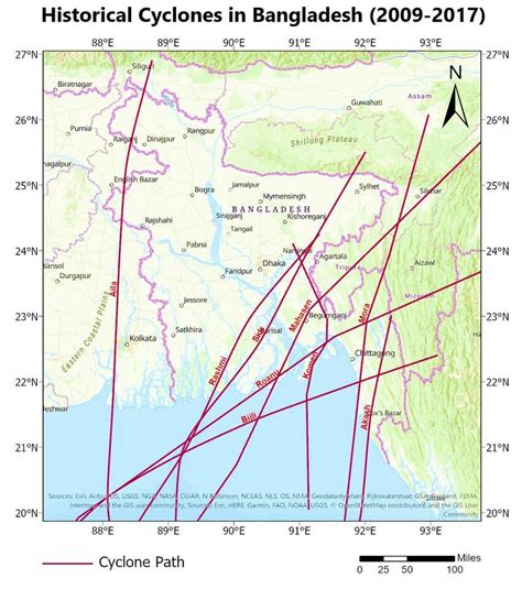 Historical Cyclone Paths over Bangladesh | Download Scientific Diagram