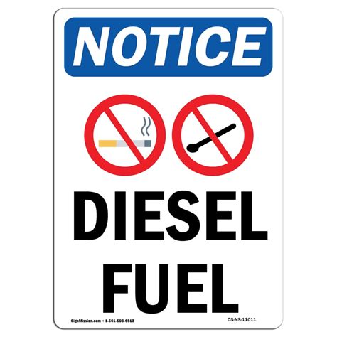 OSHA Notice - Diesel Fuel Sign With Symbol | Heavy Duty Sign or Label ...