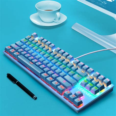 K550 87 Keys Wired Mechanical Keyboard Blue Switch Waterproof 19 RGB ...