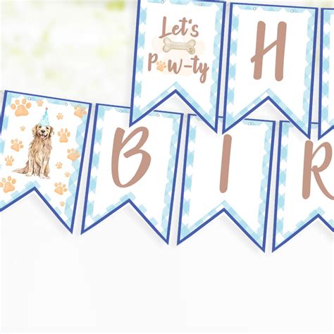 PRINTABLE Dog Happy Birthday Banner, Puppy Birthday Bunting, Dog Theme ...