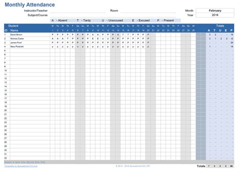 Employee Attendance Tracker Excel Template Free Download