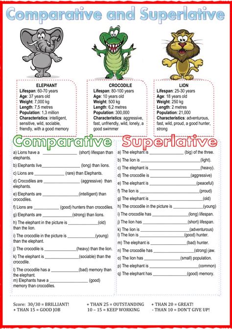 Comparative and superlative - Interactive worksheet