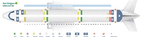 Seat map Airbus A321-200 Aer Lingus. Best seats in plane