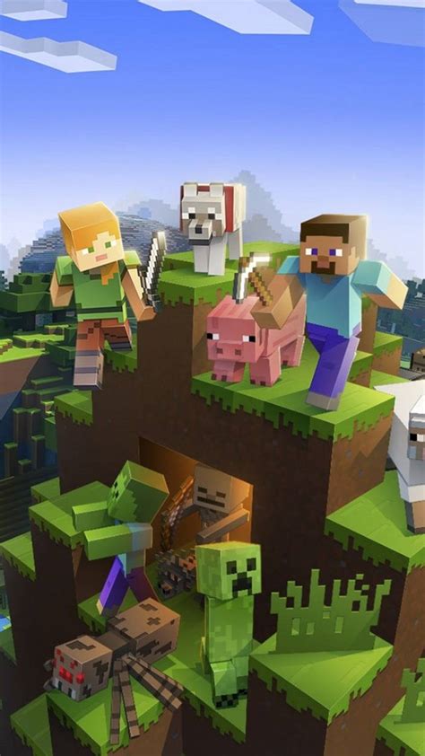 Download Alex And Steve With Animal Mobs Minecraft iPhone Wallpaper ...