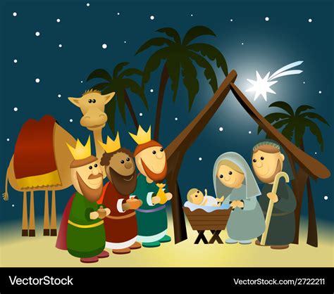 Cartoon Manger Scene ~ Cartoon Nativity Scene With Holy Family Royalty ...