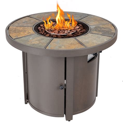 Costway 32'' Round Outdoor Propane Gas Fire Pit Table 30,000 BTUs Patio ...