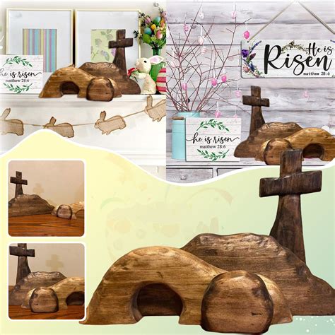 HMOONORY Fall Decorations for Home Easter Resurrection Scene Set He Is ...