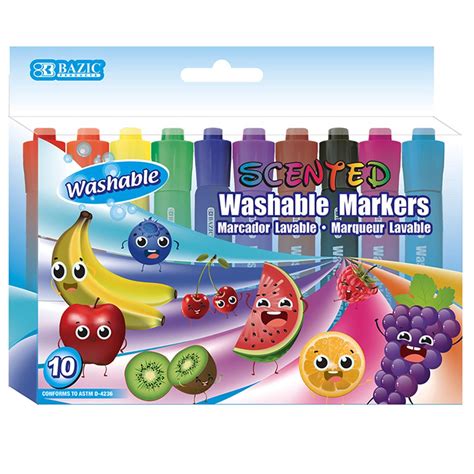 Washable Markers, Scented, 10 Colors - BAZ1286 | Bazic Products | Markers