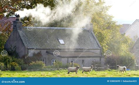 Scottish Farm House stock image. Image of chest, chimney - 53803699