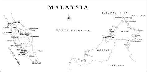 Outline map of malaysia with state boundaries - Map of outline map of ...