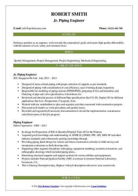 Piping Engineer Resume Cv Example And Writing Guide - Riset