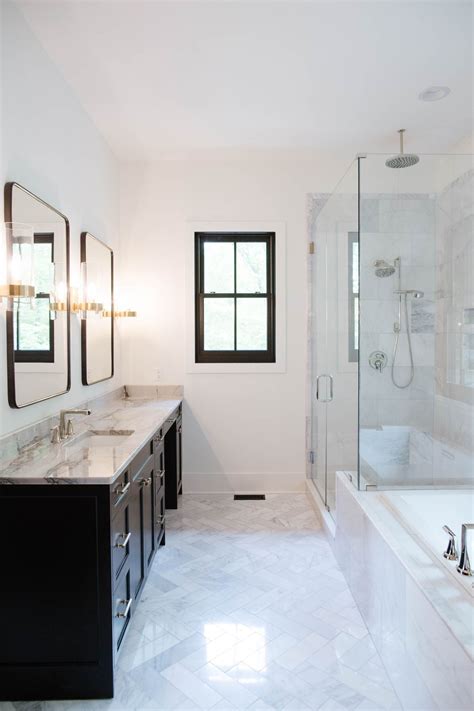 White Marble Bathroom Black Floor