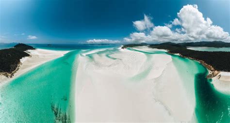 Aerial Drone View of Whitehaven Beach in the Whitsundays, Queensland ...