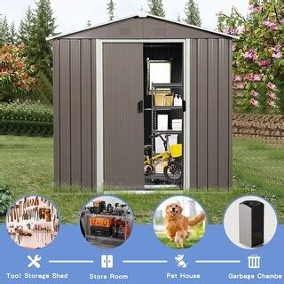 Garden Metal Storage Shed Weather Resistant Tool Storage Shed with ...