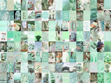 Mint Green Wall Collage Kit Green Aesthetic Wall Collage | Etsy