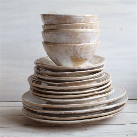 Andover Pottery — Handmade Dinnerware Set - Rustic Pottery White ...