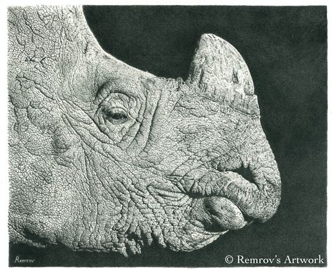 Rhino Pencil Drawing on Behance