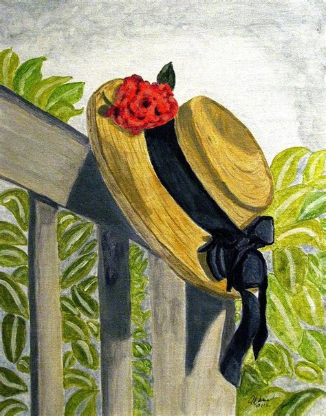 Summer Hat Painting by Angela Davies