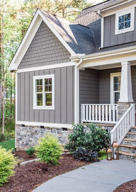 Dark gray paint with Hardiplank shades and board and batten – The Gray ...