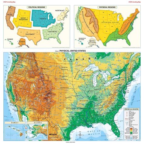 Large detailed physical map of the USA. The USA large detailed physical ...