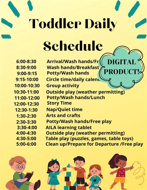 Editable Daycare Daily Toddler Schedule/Instant | Etsy