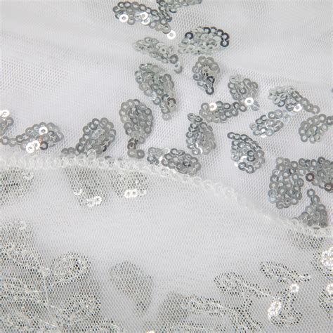 Sequin Vine Tablecloth Overlay 120" Round - Silver– CV Linens