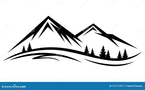 Mountain Silhouette Vector Skyline Panoramic View | CartoonDealer.com ...