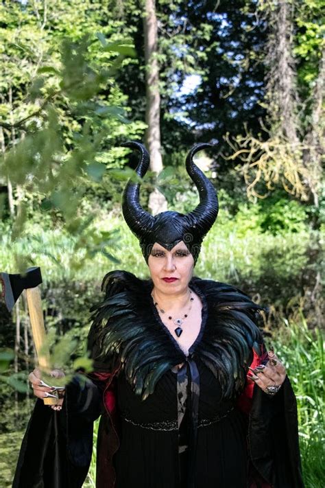 Evil Fairy Tale, Maleficent, Malevolent Queen with Horns and Crow ...