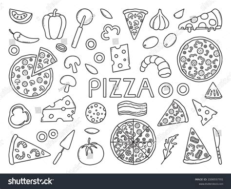 Hand Drawn Set Pizza Doodle Different Stock Vector (Royalty Free ...