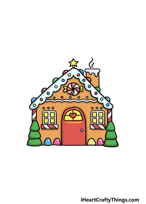 Gingerbread House Drawing - How To Draw A Gingerbread House Step By Step