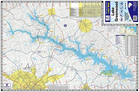 Lake Greenwood SC Laminated Wall Map (KF) - US