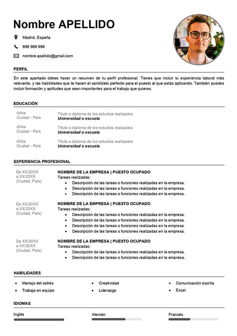 Pdf Word Curriculum Vitae Para Llenar - Template For U