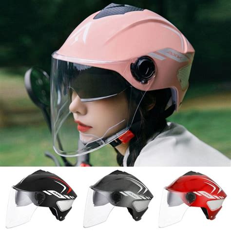 Men Women Motorcycle Scooter Helmet Open Face Motorbike Half Helmet ...