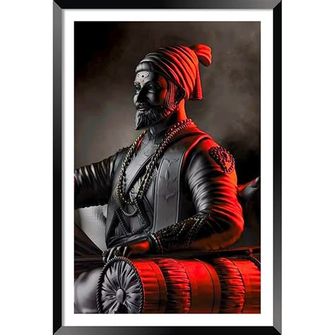 Chhatrapati Shivaji Maharaj Painting Photo Frame Red Edition - DBrush